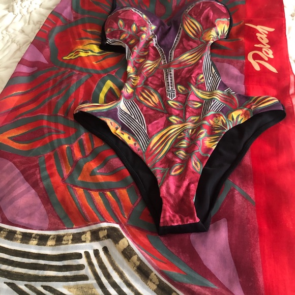 Parah one piece swim suite size USA 34 cup B with cover up - Picture 11 of 13
